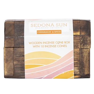 sedona sun wooden incense box with 10 cones
