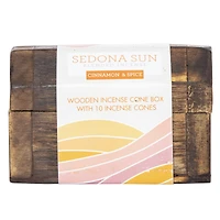 sedona sun wooden incense box with 10 cones