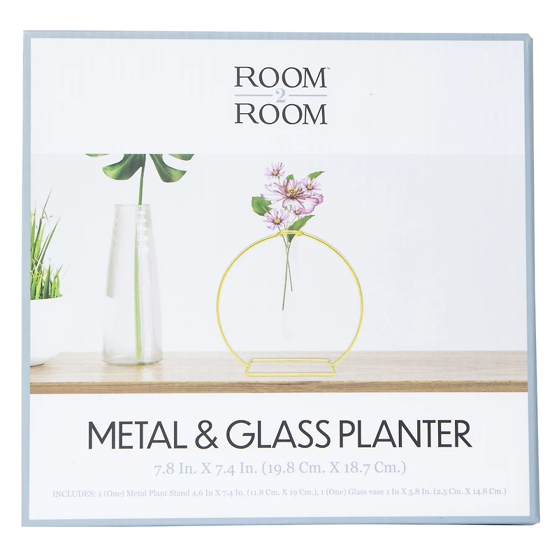 metal & glass planter 7.8in