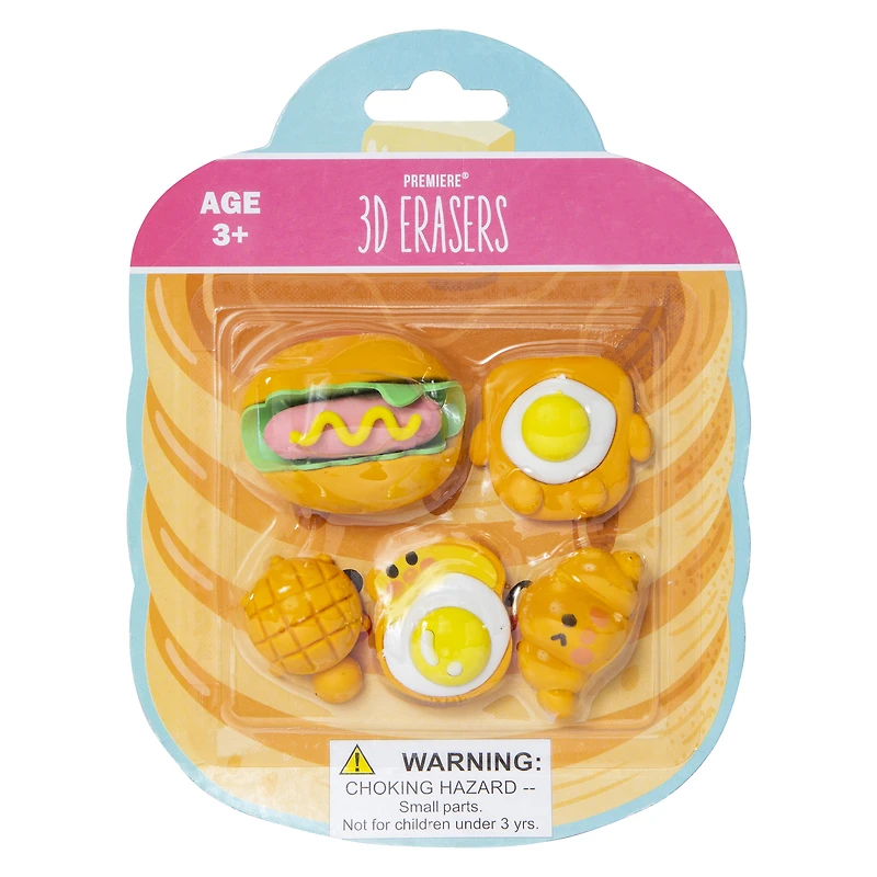 5-count 3D eraser set - breakfast