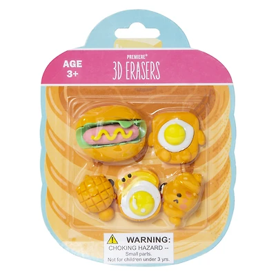 5-count 3D eraser set - breakfast