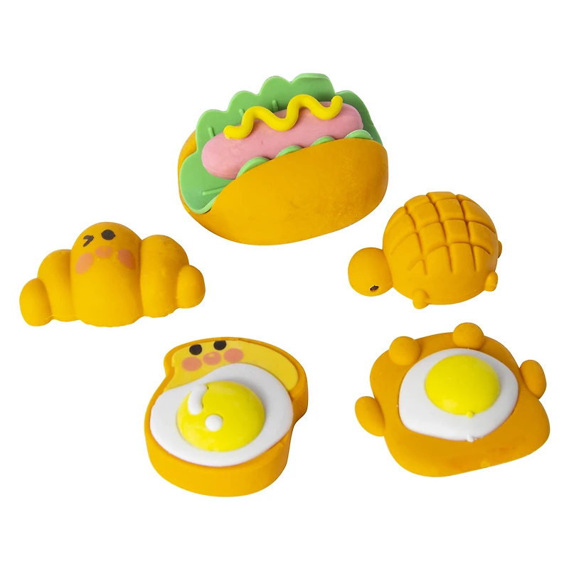 5-count 3D eraser set - breakfast