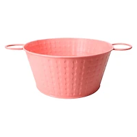 metal woven easter basket 10in x 4.5in - coral