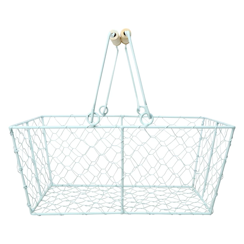 rectangular wire basket w/ handles 12in x 8in - white