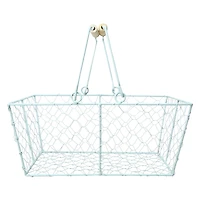 rectangular wire basket w/ handles 12in x 8in - white