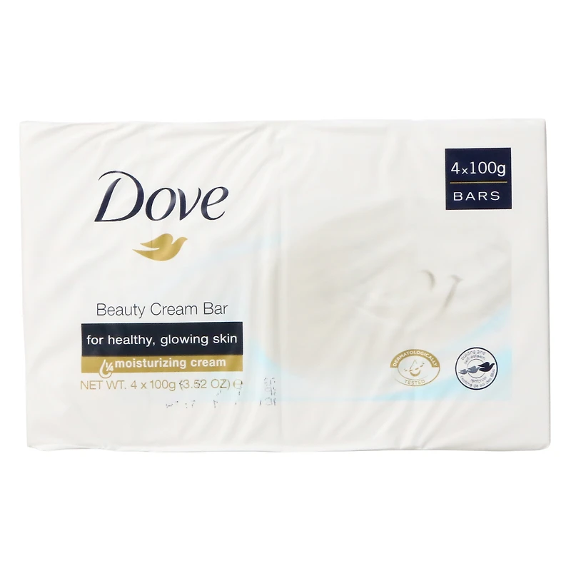 dove beauty cream bar 4-count soap, 100g each