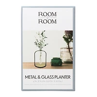 oval metal & glass planter 6.5in