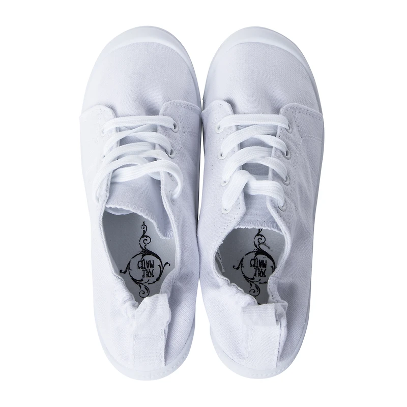 ladies white canvas scrunch back sneakers - 7