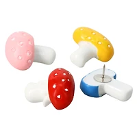 whimsical push pins 4-count - mushroom