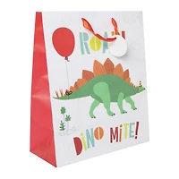large glitter gift bag - dino mite! dinosaur