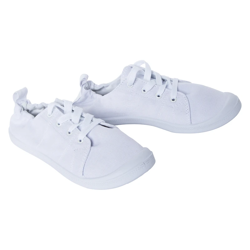 ladies white canvas scrunch back sneakers - 7