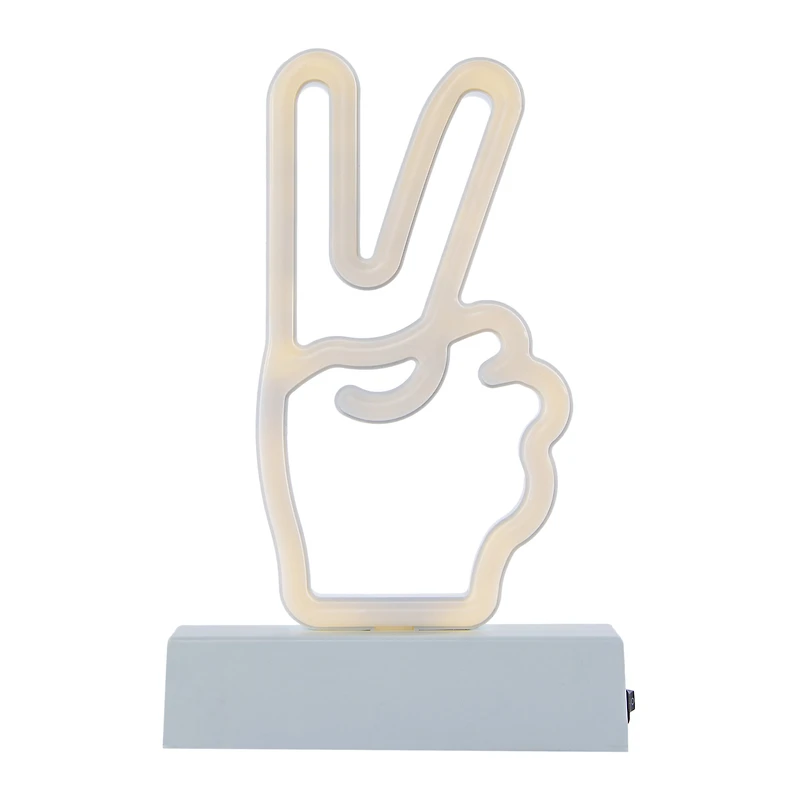 LED peace sign neon light with stand 8.5in, battery operated