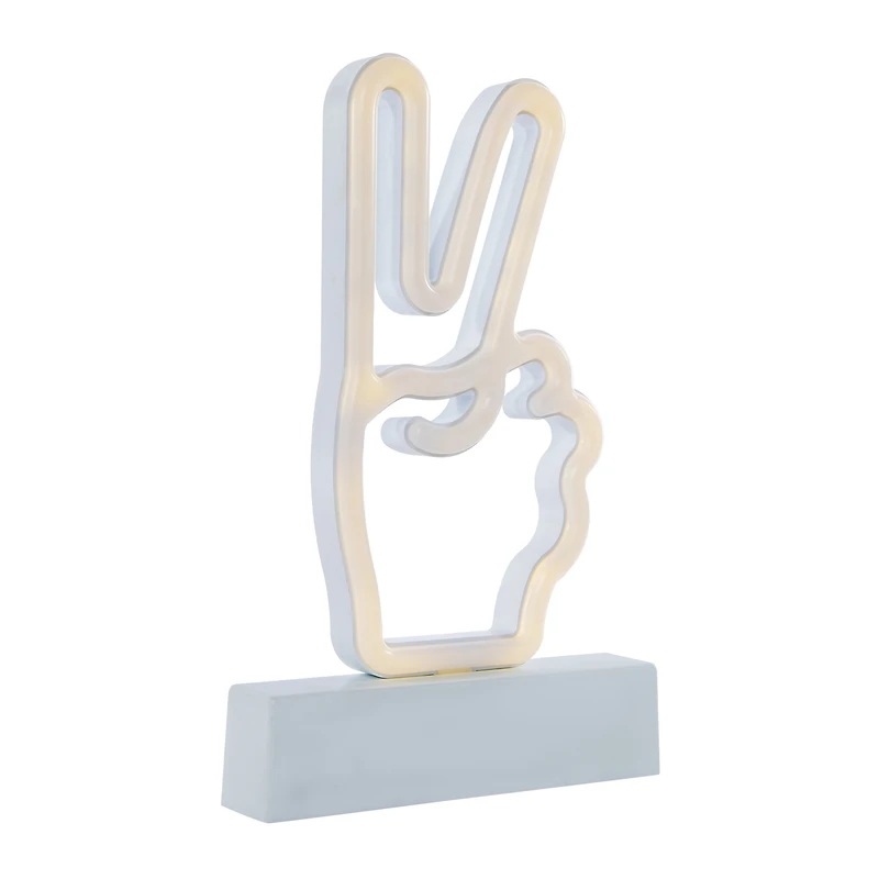 LED peace sign neon light with stand 8.5in, battery operated