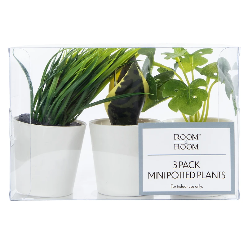 3-pack faux mini potted flowering plants