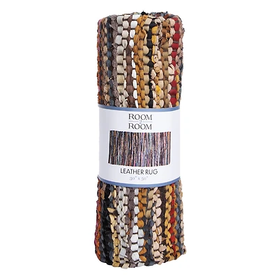 Leather Woven Chindi Rug 2.5ft X 4ft