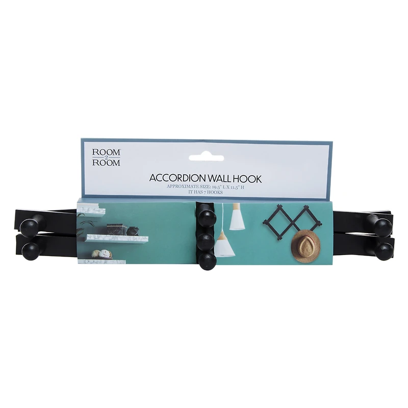 accordion wall hooks rack w/ 7 pegs