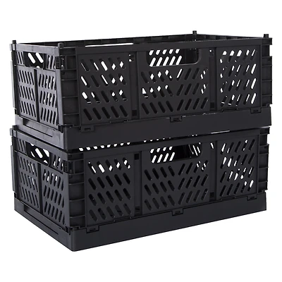 collapsible crate bins 2-pack - grey