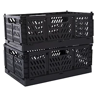 collapsible crate bins 2-pack - grey