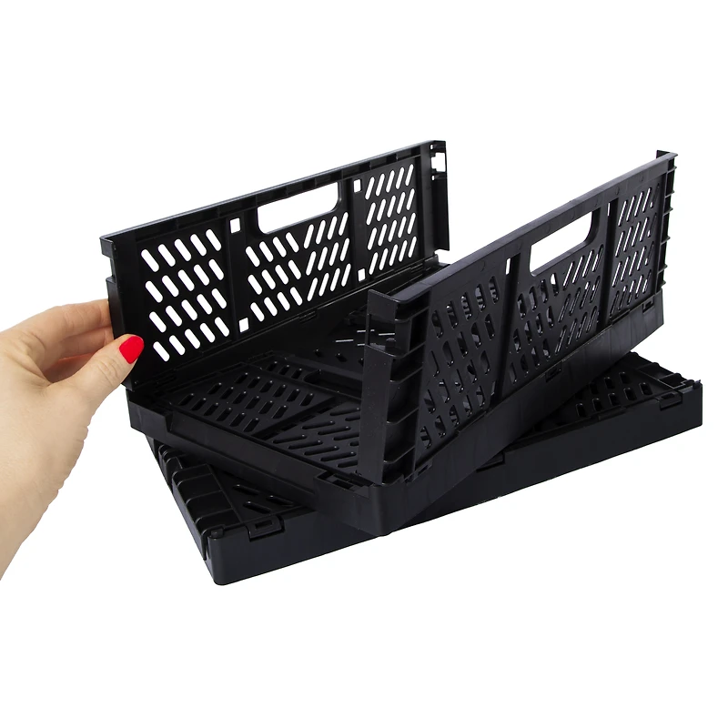 collapsible crate bins 2-pack - grey