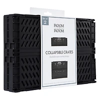 collapsible crate bins 2-pack - grey