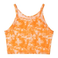 juniors bright orange mineral wash tank top - large
