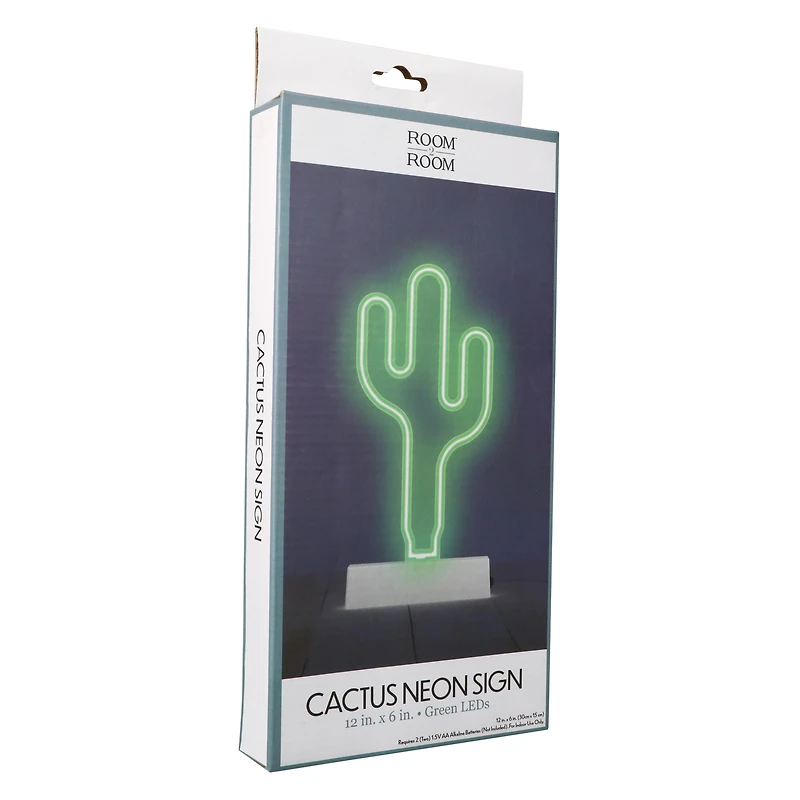 LED cactus neon sign with stand 12in, battery operated