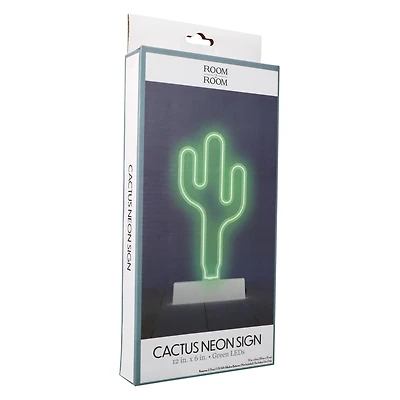 LED cactus neon sign with stand 12in, battery operated