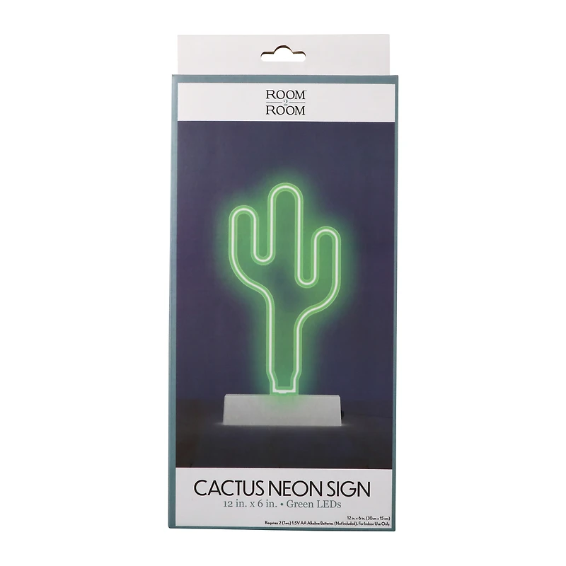 LED cactus neon sign with stand 12in, battery operated