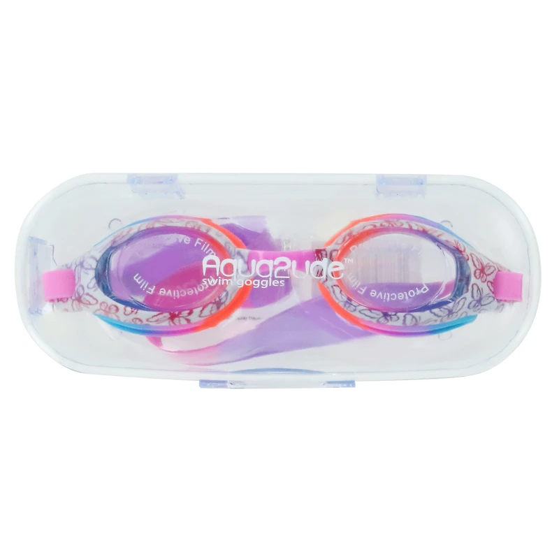 girl's printed swim goggles - butterflies