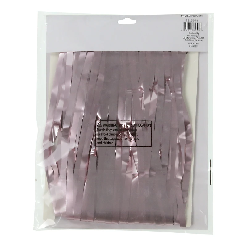 mylar fringe backdrop 4ft x 5ft - pink