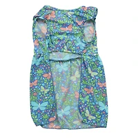 blue butterfly print pet dress with ruffle