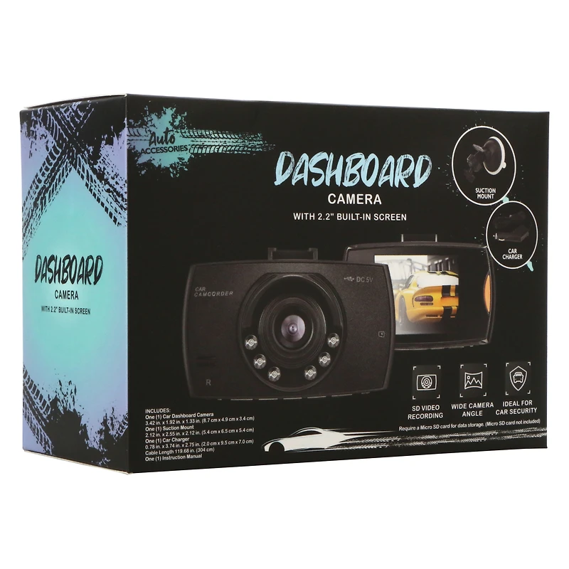 dashboard camera w/ 2.2in built-in screen