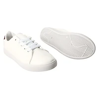 ladies metallic pink faux leather sneakers