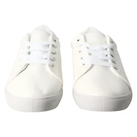 ladies metallic pink faux leather sneakers