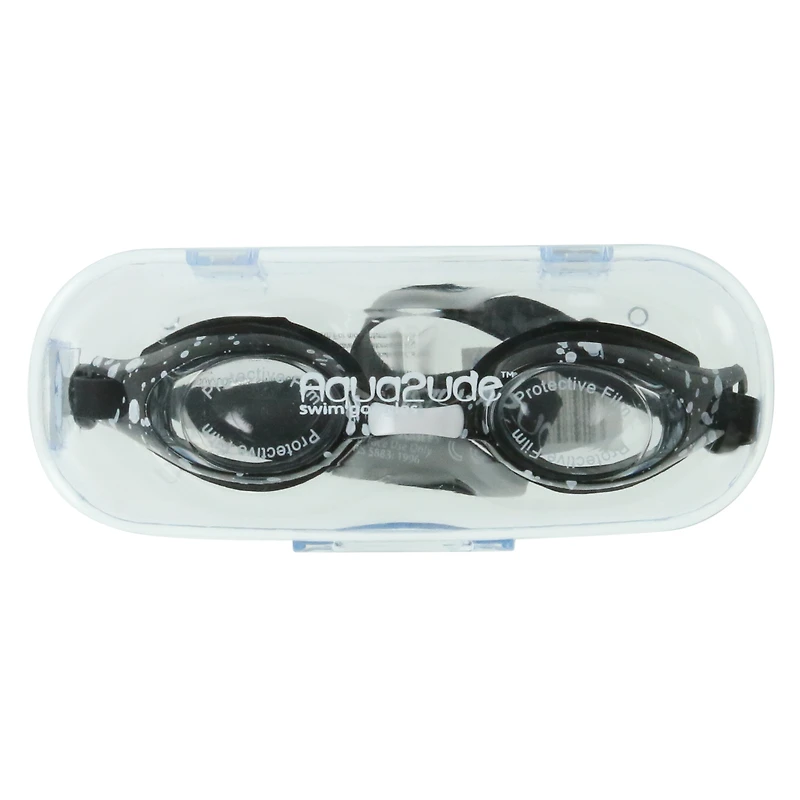 boy's printed swim goggles - black splatter