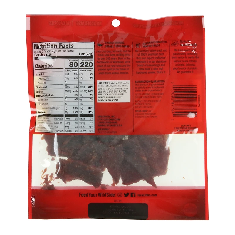 jack link’s® teriyaki beef jerky 2.6oz resealable bag