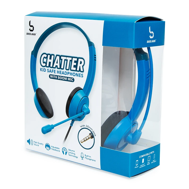 wired kid-safe headphones with boom mic