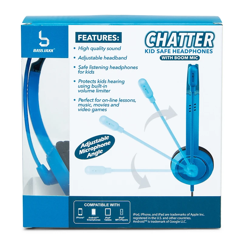 wired kid-safe headphones with boom mic