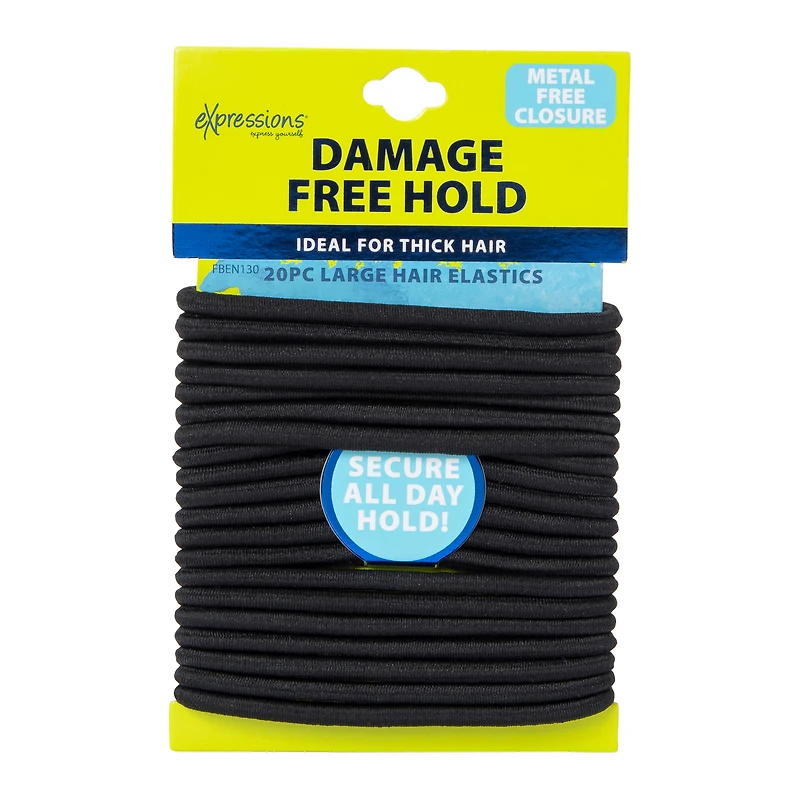 Clasp Free® Thick Hair Elastics Black 20-Count