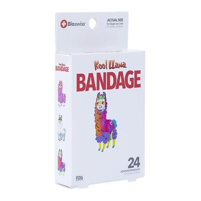 bioswiss® kool llama adhesive bandages 24-count