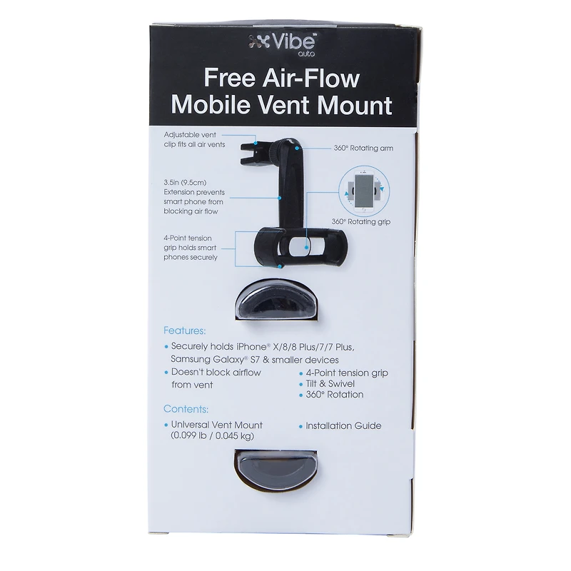 free air-flow mobile phone vent mount