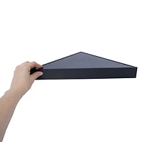 woodgrain floating corner wall shelf