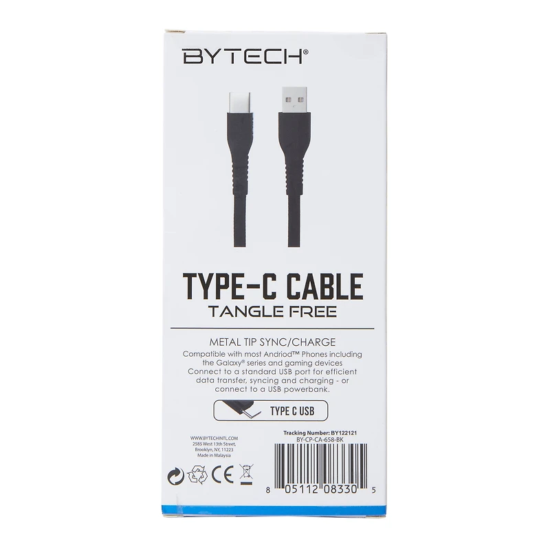2ft Tangle Free USB-C Cable