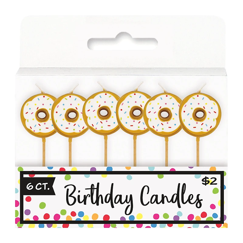 Frosted Sprinkle Donut Candles 6-Count