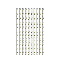 Gold Foil Geometric Print Paper Straws 10-Count