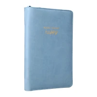 faux leather padded zipper journal