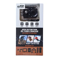 high definition action camera w/ accessories kit