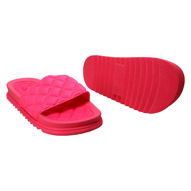 Ladies Black Quilted Slide Sandals