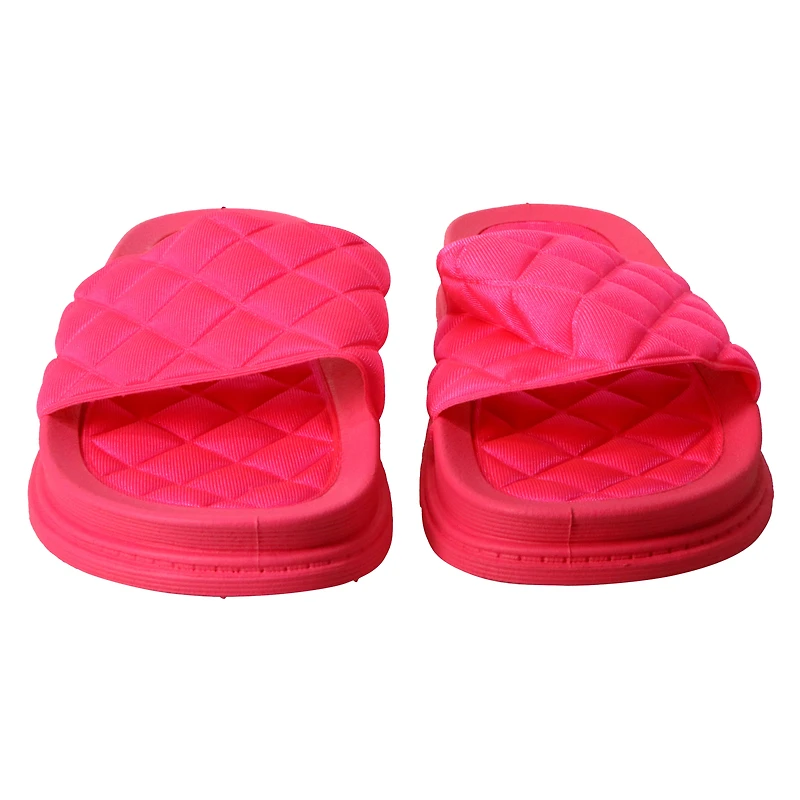 Ladies Black Quilted Slide Sandals