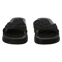 ladies green quilted slide sandals